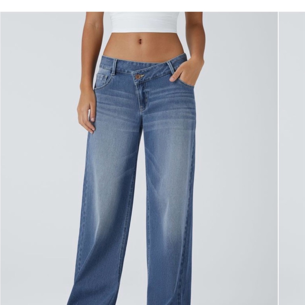 Halara Assemetrical Low waist Stretch Blue Women's Jeans